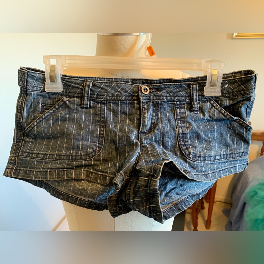 Refuge, pinstripe jean shorts